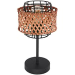 Lampe à poser métal bambou lampe à poser liseuse noire côté lampe salon, grille métal ronde, 1x E27, DxH 17x32 cm