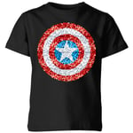 Marvel Captain America Pixelated Shield Kids' T-Shirt - Black - 3-4 ans