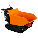 Mini dumper 9CV sur 2 Chenilles 18cm Mini Tombereau 4 Vitesses Benne Capacité de 500KG - Brouette Basculante Motorisée - Chargement & Basculement Hydraulique [Pelle à Neige Incluse]