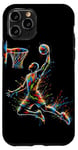 Coque pour iPhone 11 Pro Joueur de basket-ball Slam Dunk Splash Color Sport