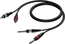 Procab Kabel Jack 6,3 Mm X2 - Rca (Cinch) X2 1,5M Svart (Cab631/1,5)