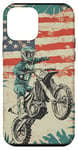 Coque pour iPhone 12 mini Vintage Motocross Drapeau Américain Dirt Bike Rider