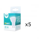 LED-lampe GU10, 3W, 230V, 6000K, 5-pakning, Kjølig hvit