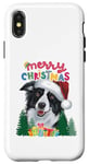 iPhone X/XS Merry Xmas Border Collie Pjs Mum and Dad Christmas Card Tee Case