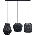 Paco Home - Suspension Table à Manger Osier Boho Lampe Suspendue E27 Rotin Lampe à suspension - Noir, Noir (Ø28 + Ø30 + Ø33cm)