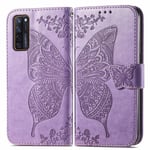 Zte Axon 20 5g lompakkokotelo Butterfly kohokuvioitu Pu-nahkainen Kickstand korttipaikat Flip Folio Cover