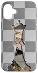 Coque pour iPhone 16 Plus Jeu d'échecs Gambit Marbling Queen Échiquier à carreaux