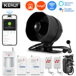 KERbiomom120db-Système d'alarme WiFi intelligent Tuya,haut-parleur fort,sirène antivol,sécurité à domicile avec capteur de porte et fenêtre,mouvement pour la maison - Type Speaker Alarm KIT 2