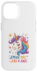 Coque pour iPhone 14 Licorne Cadeau Fille 4 ans Enfant 4ème Anniversaire