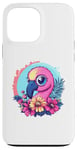 Coque pour iPhone 13 Pro Max Flamant rose avec fleurs tropicales