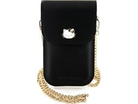 Hello Kitty Handbag Hkowbpghdlmk Black/Black Leather Metal Logo Chain