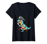 Womens Pirates Dinosaur Cruise Captain Crossbones Trex Dino Costume V-Neck T-Shirt