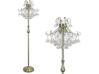 Mdeco Golvlampa Elm6248/4F 21Qg+Tr Mdeco Glaslampa Med Kristaller Golvlampa Glamour Mässing Transparent