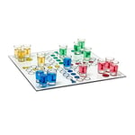 Relaxdays Drinking Boardgame Parcheesi for 2 - 4 Players, Board Size: 30 x 30 with 16 Shot Glasses and 2 Dice, Fun Party Board Game