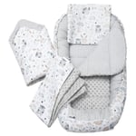 Medi Partners Baby Bed Reducer 100% Bomull Nyfödd Baby Nest Avtagbar insats 100x60x15 cm Glade med Minky Grey