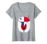 Womens Panama Japan Zipper - Panamanian Japanese Flag V-Neck T-Shirt