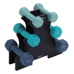 Cecotec Lot de 6 haltères hexagonales Sweatproof de 1, 2 et 3 kg DrumFit Dumbbell 123 en néoprène avec revêtement en néoprène haute adhérence, tous types d'utilisateurs, support inclus