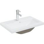 Lavabo encastré avec robinet vasque à poser de toilette lave-mains de salle de bain lavabo de salle d'eau intérieur 61 x 39 cm céramique blanc