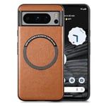 Galful Coque Google Pixel 8 Pro Compatible avec MagSafe,Pixel 8 Pro Étui de Protection en PU Cuir et TPU Antichoc Housse Coque Fine Premium Mate Antichoc Housse-Le Brun