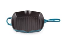 Le Creuset Skillet Gril en Fonte Émaillée, Carré, 26 cm, 2,86 kg, Deep Teal, 20183266420422