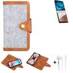 Felt Case + earphones for Motorola Moto G42 Cover light grey