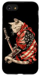 iPhone SE (2020) / 7 / 8 Cat Samurai American Flag Samurai Cat Art Patriotic Cat Case