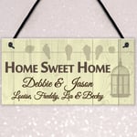 Personalised Home Sweet Home Hanging Plaque Sign Family Names New House Gift