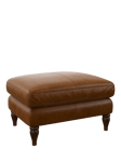 John Lewis Camber Leather Footstool, Dark Leg