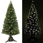 WeRChristmas 6 ft Pre-Lit Multi-Colour Fibre Optic Christmas Tree with 216 Warm White LED Berrys