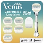 Gillette Venus ComfortGlide 5 Sensitive Rasoir Femme 6 Lames de Rechange