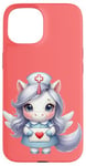 Coque pour iPhone 15 Valentine Unicorn Caring Nurse Love Healthcare Poney magique