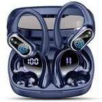 Wireless Earbuds, Bluetooth 5.3 Sport Headphones HiFi Stereo Noise Cancelling Earbuds with HD Mic, 50H Wireless Headphones Dual LED, In Ear Ear Buds with EarHooks, IP7 Bluetooth Earphones, Blue