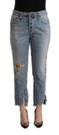 Cycle Jeans Clair Coton Bleu Délavé Mi Taille Jean Court Femme W34