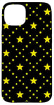 iPhone 15 Plus Yellow Black Circle Star Dots Galaxy Fireworks Pattern Case