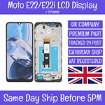 Motorola Moto E22/E22i Replacement LCD Display Screen Touch Digitizer+Frame