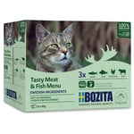 12 x 85 g Bozita Pouch våtfoder katt till sparpris! -  Bitar i gelé mixpack fisk- & köttmeny (4 sorter)