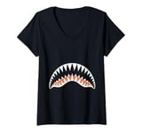 Womens LT747-Shark Boy Shark Jaw Ocean Apparel Shark Lovers V-Neck T-Shirt