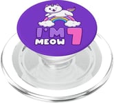 Birthday Girl 7 Year Old, Cat Unicorn, Rainbow, I'm 7 Meow PopSockets PopGrip for MagSafe