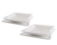 DEAGOURMET 179 Ondes-Set Vaisselle 2 Étages et 2 Fonds en Carton Blanc Porcelaine Blanche