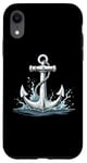 iPhone XR grungy vintage sailing boat nautical white anchor sea splash Case