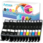 Lot de 12 cartouches jet d'encre type Jumao compatibles pour Canon Pixma MG7751 +Fluo offert