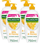 Palmolive Naturals Milk & Honey Shower Gel Pump 750 ml Pack of 4, Dermatologica