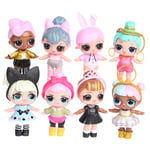 8 st Lol Surprise Doll Action Figur Leksak Tårtdekoration Dockkollektion Modell Barn Julklapp