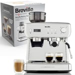 Breville Barista Max+ Espresso, Latte and Cappuccino Coffee Machine, Intelligent Grind and Dosage, Precision Extraction Timer, Integrated Milk Frother, 15 Bar Italian Pump, Silver [VCF153]