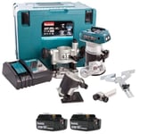 Makita 18v Brushless Router with Bases, 2 x 5.0ahs and Charger in Case DRT50RTZX