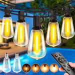 45M Guirlande Lumineuse Exterieure avec Télécommande, Économie D'énergie Guirlande Guinguette Exterieur LED Ampoules, Étanche Lampe Guinguette Electrique pour Intérieur Jardin Balcon Maison