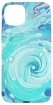 iPhone 15 Plus Swirl Blue Color Illustration Pattern Abstract Art Case