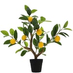 Gresorth 51cm Artificiels Jaune Citron Arbres Faux Maison Vert Plante Fruits Décoration avec Plastique Réaliste Feuilles pour Accueil Tableau Bureau Jardin Intérieur