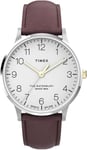 Timex Waterbury Mens Watch with White Dial and Brown Strap TW2V28800