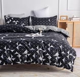 Luofanfei Parure de lit 240 x 260 Noir Gris Motif à Carreaux Adulte 2 Personnes Housse de Couette Ensemble Literie Modern Géométrique Linge de Lit avec Fermeture éclair et 2X 65x65cm Taies d'oreiller